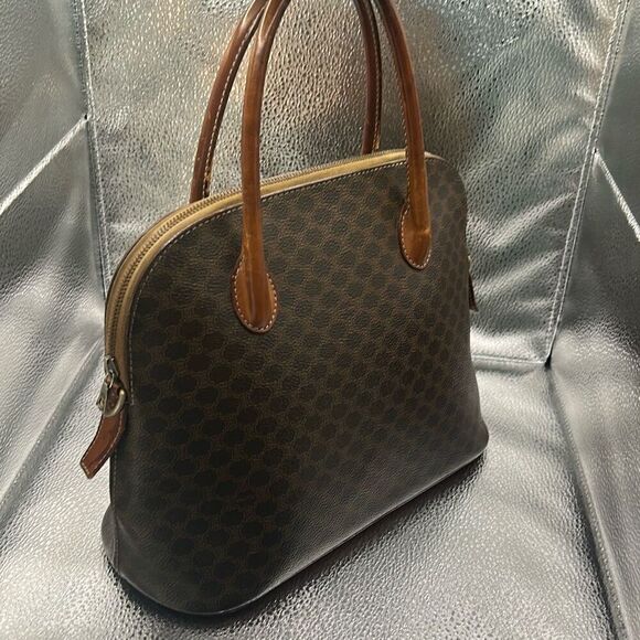 Celine Alma Top Handle Shoulder Bag Brown Triomphe Signature Logo Print - Picture 4 of 15